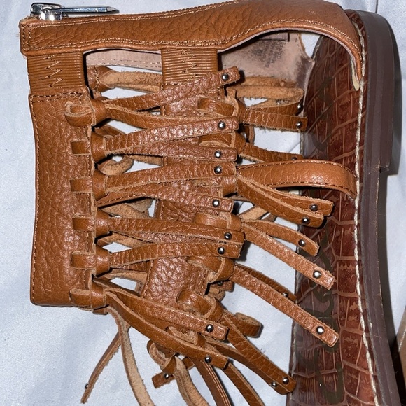 Sam Edelman Griffen Gladiator Fringe Leather Boho Thong Sandals size 9 Brown - Picture 10 of 16